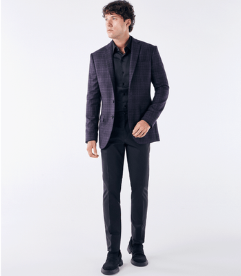 Blazer Alfaiataria Xadrez Super 120s Roxo thumbnail 2