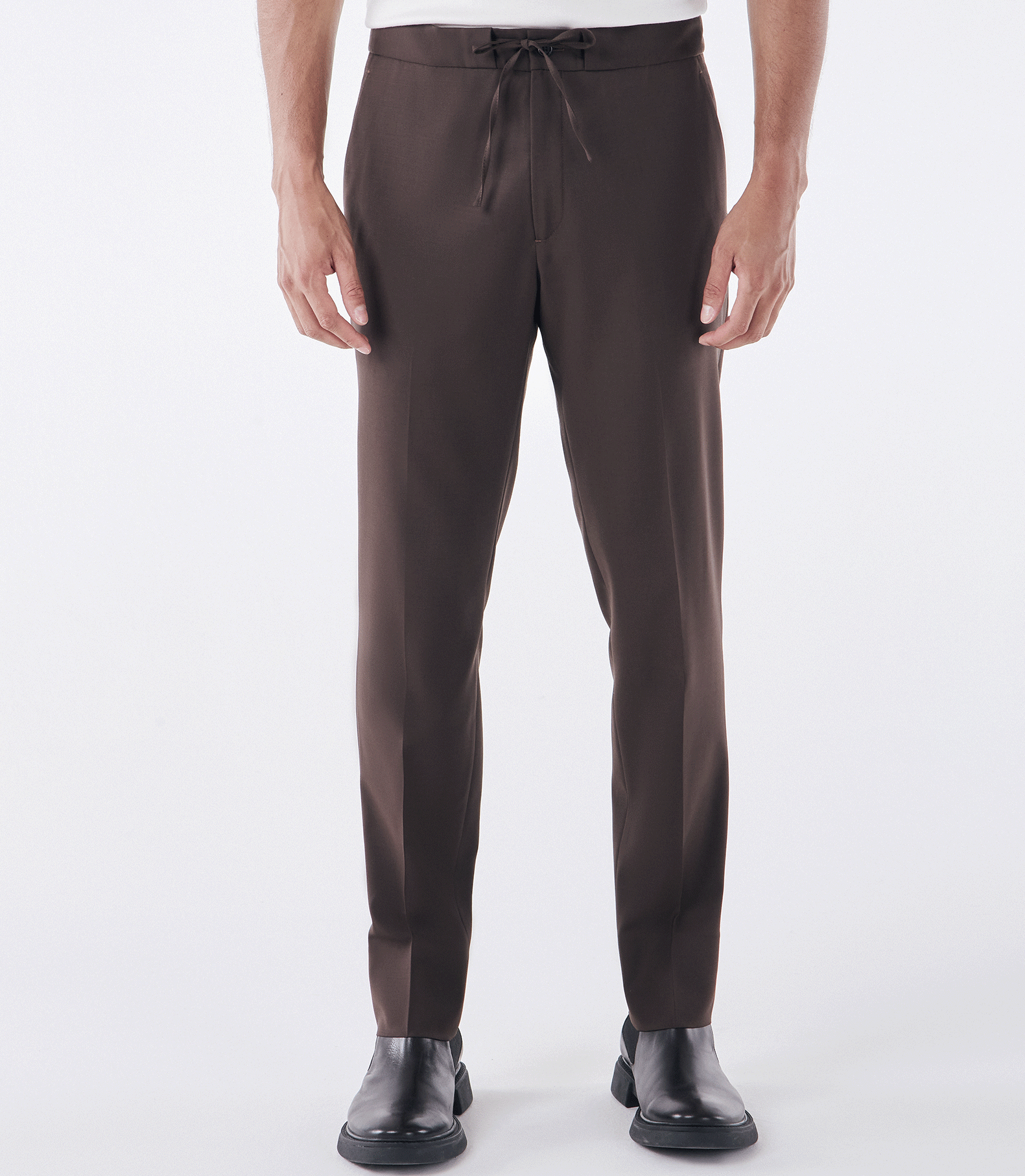 Calça Tailor Air Cadarço Lã Super 120s Marrom