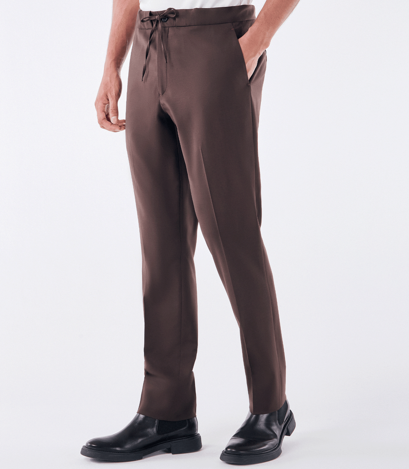 Calça Tailor Air Cadarço Lã Super 120s Marrom – slide 3