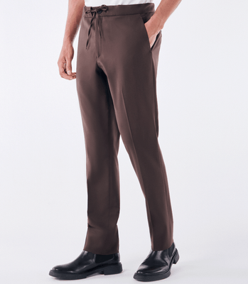Calça Tailor Air Cadarço Lã Super 120s Marrom thumbnail 3