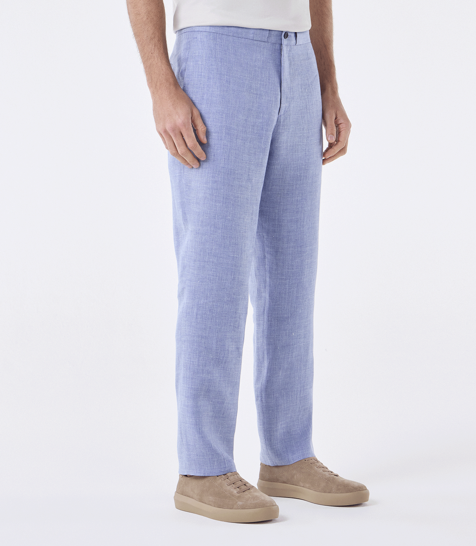 Calça de Linho Cadarço Reversível Azul