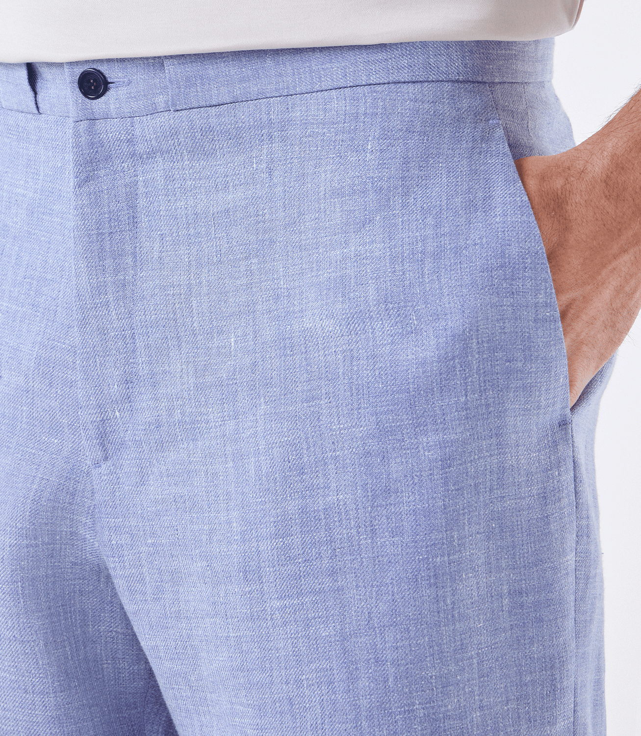 Calça de Linho Cadarço Reversível Azul – slide 4