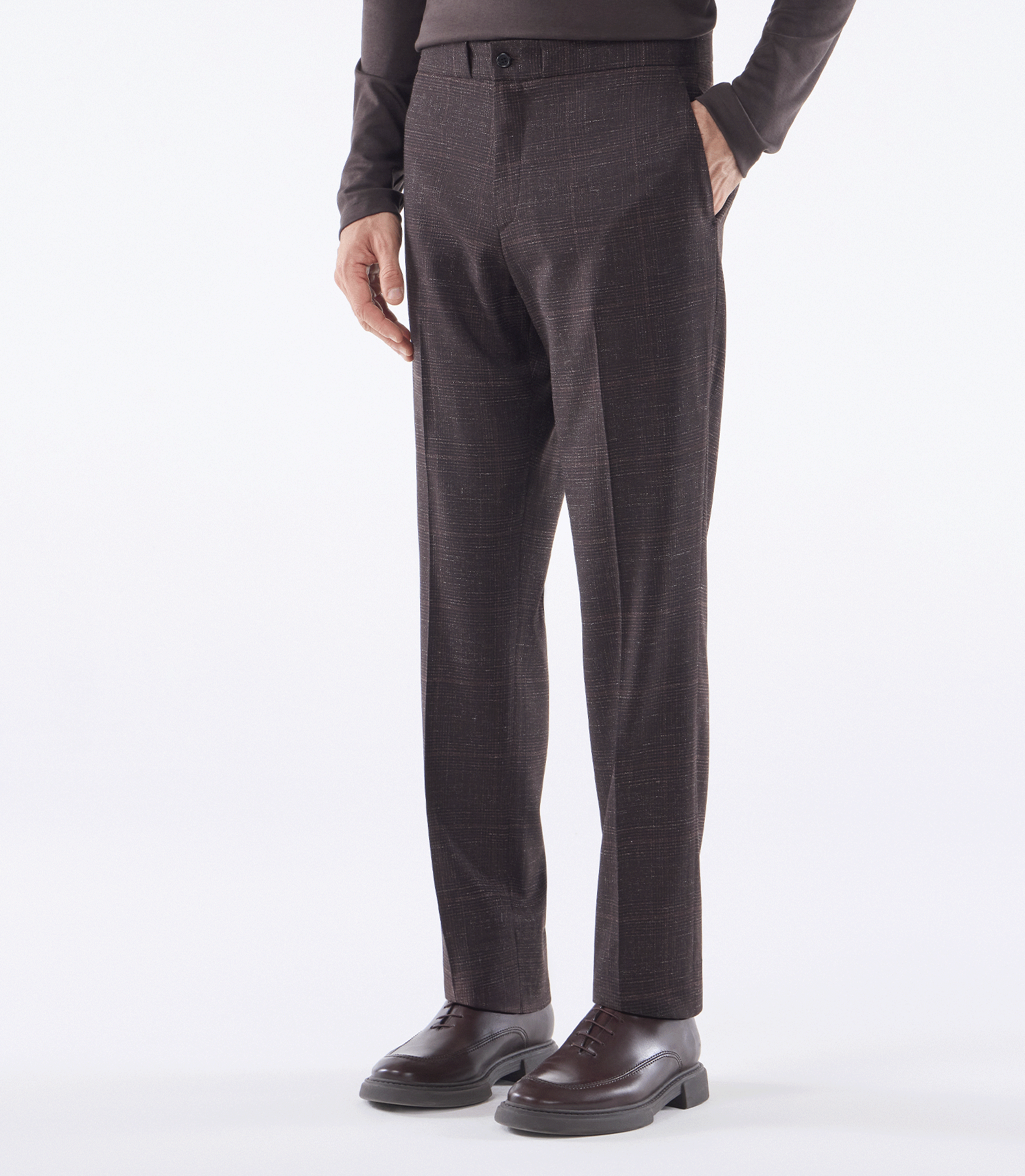 Calça Alfaiataria Cadarço Reversível Super 120s Marrom