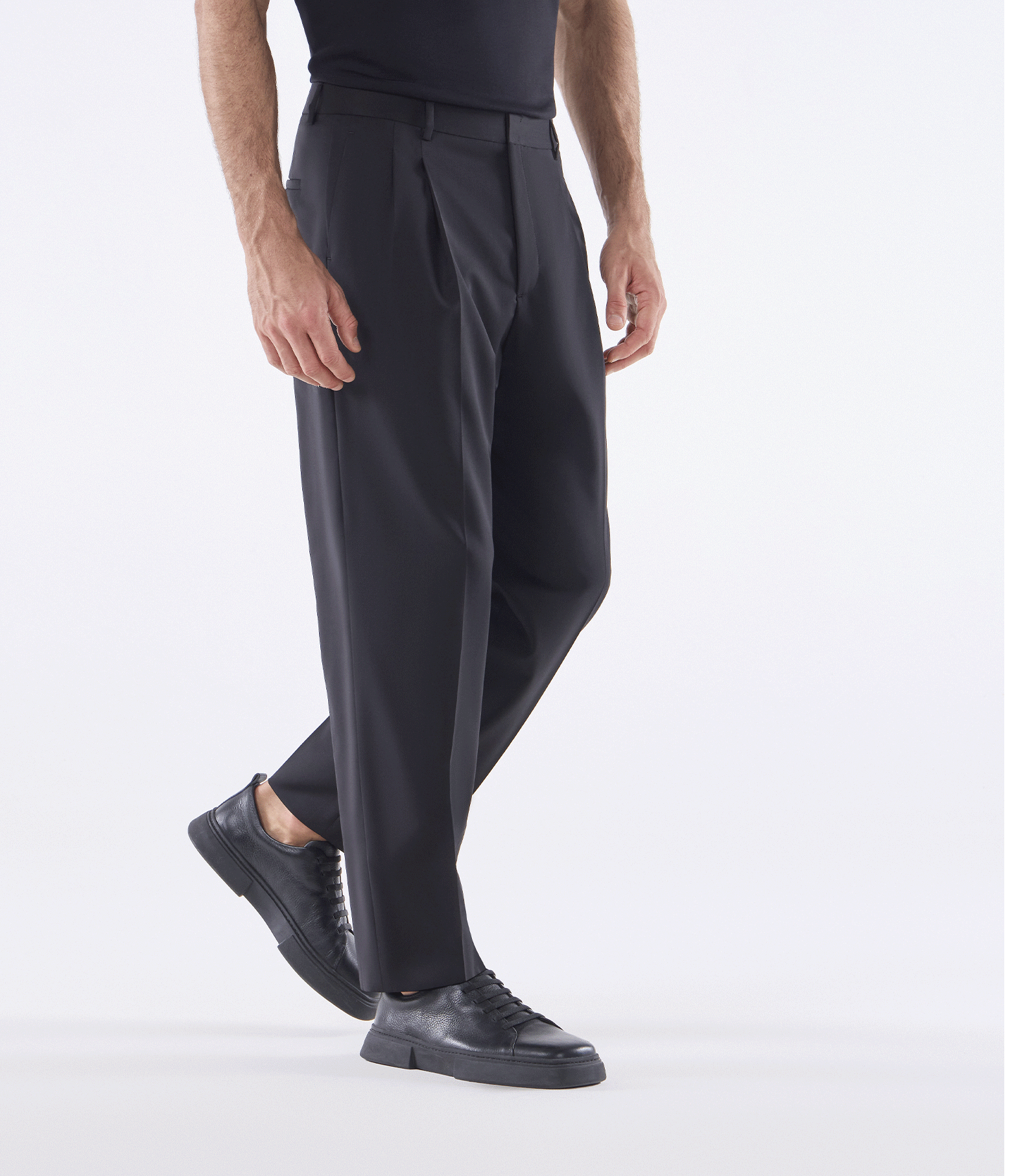 Calça Pregas Tailor Air Super 120s Preto