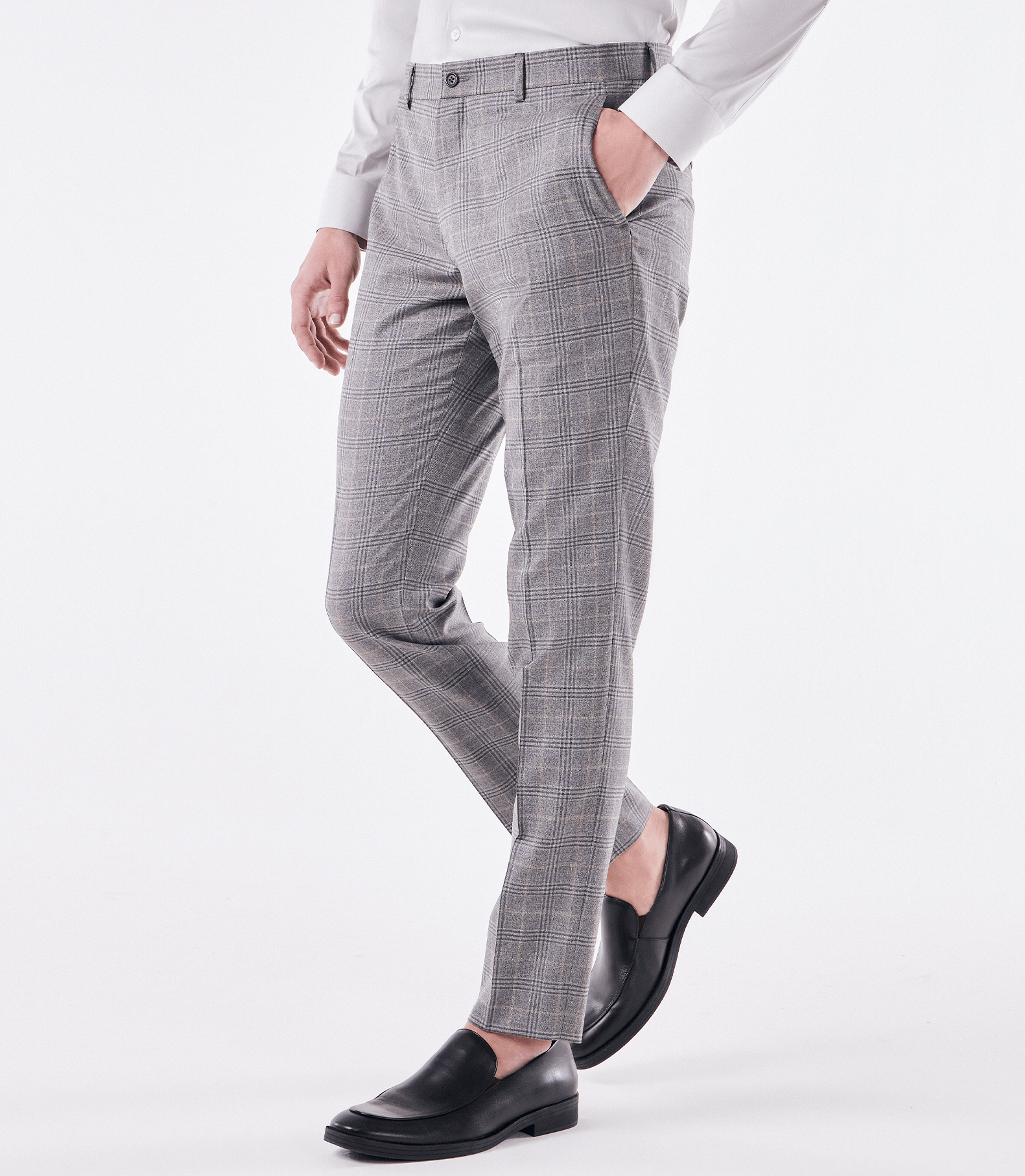 Calça Alfaiataria Xadrez Super 130s Cinza