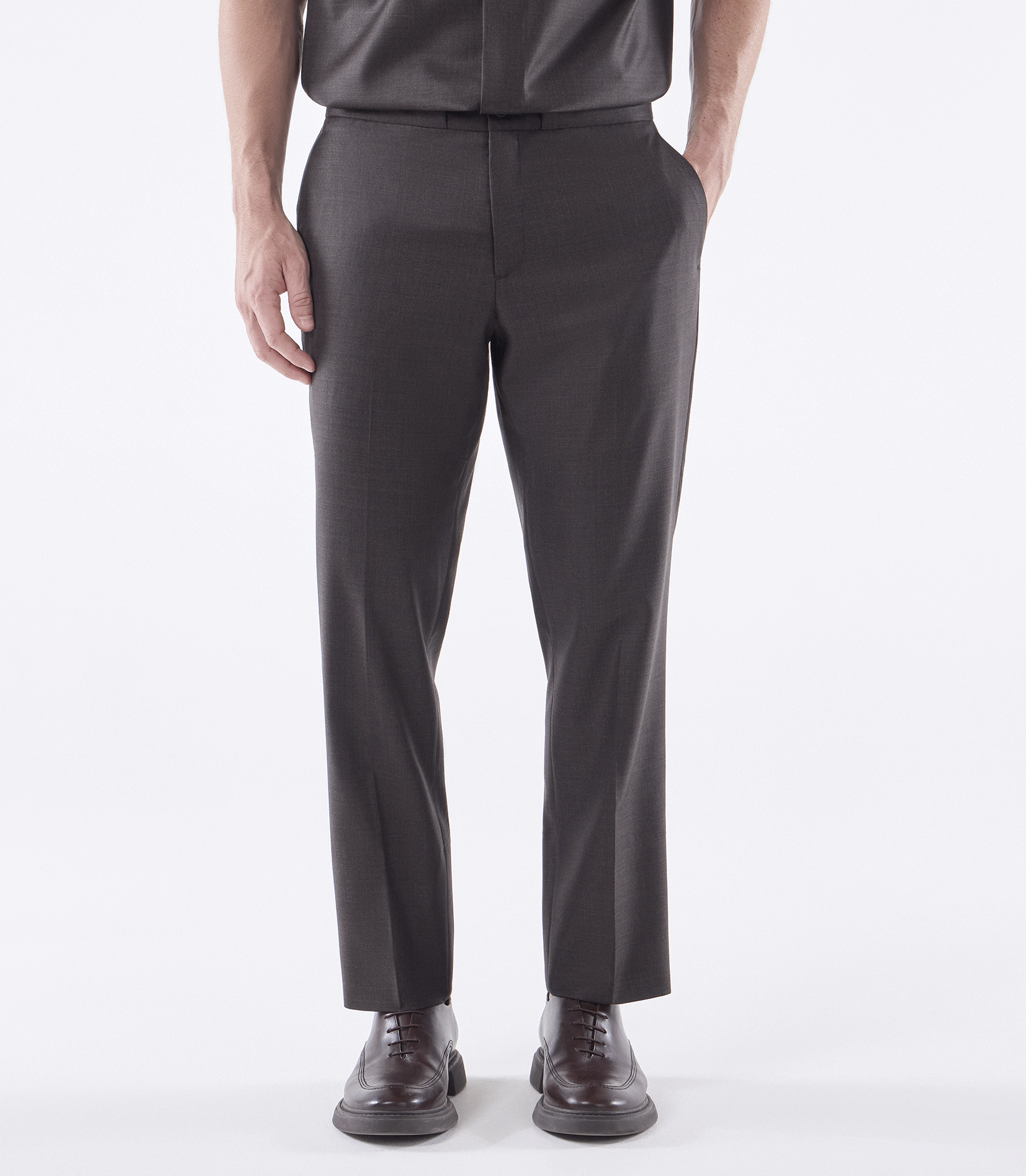 Calça Cadarço Reversível Lã Super 120s Marrom