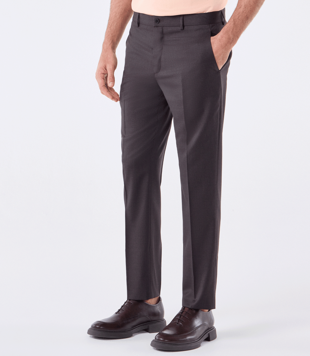 Calça Alfaiataria Lisa Super 120s Marrom – slide 1