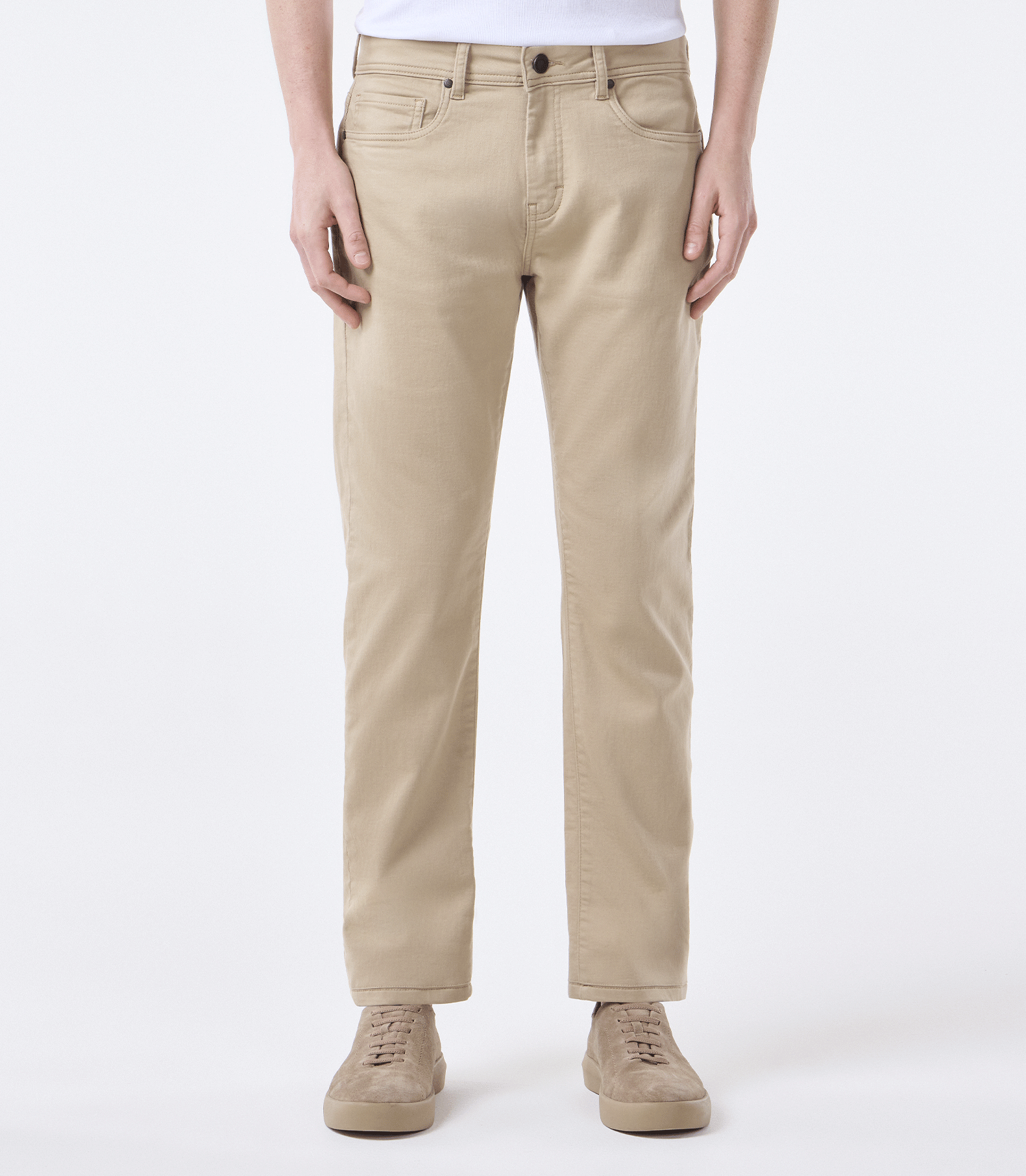 Calça Jeans Moletom Homemeeting Skinny Color Bege