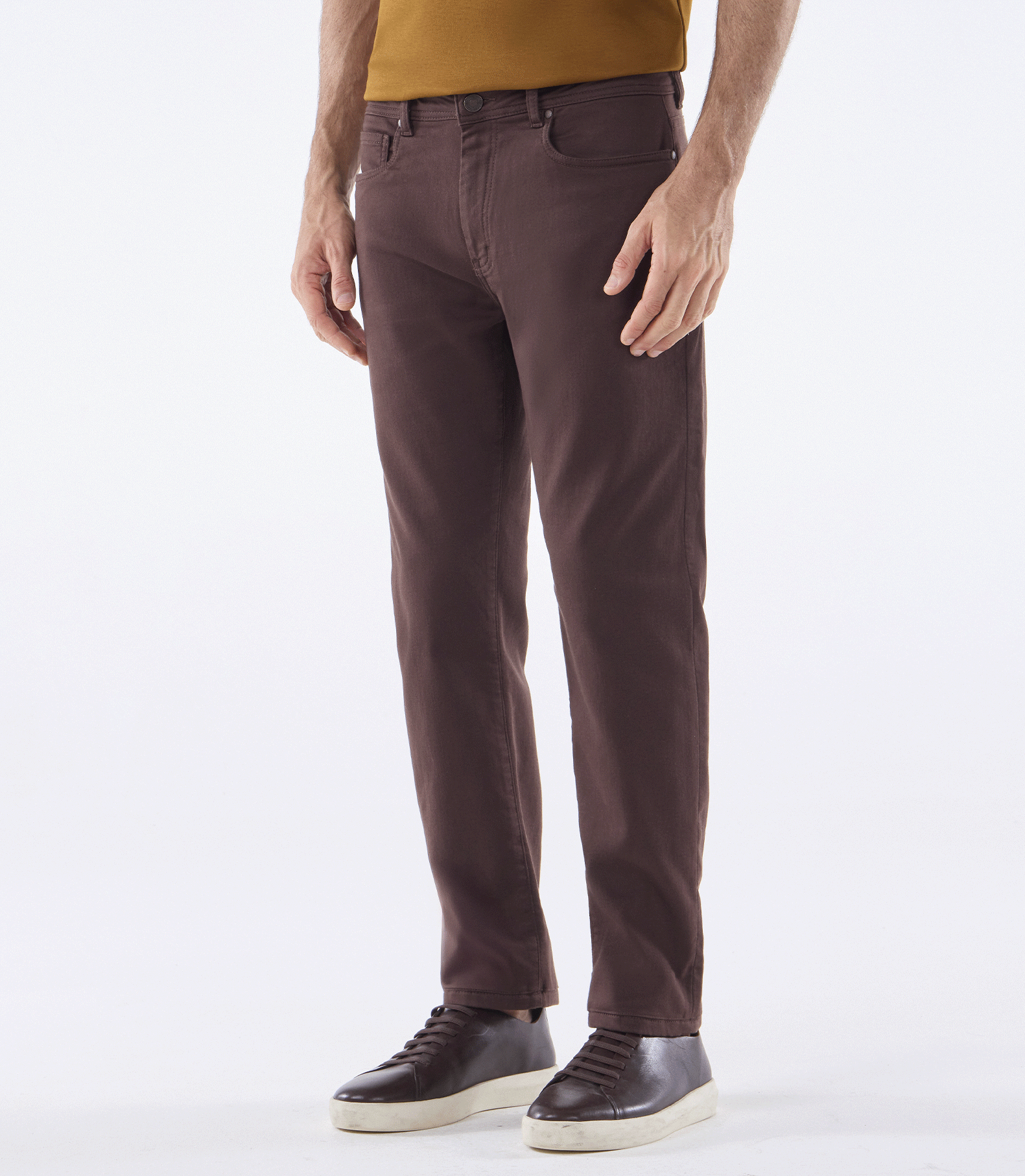 Calça Jeans Moletom Homemeeting Skinny Color Marrom