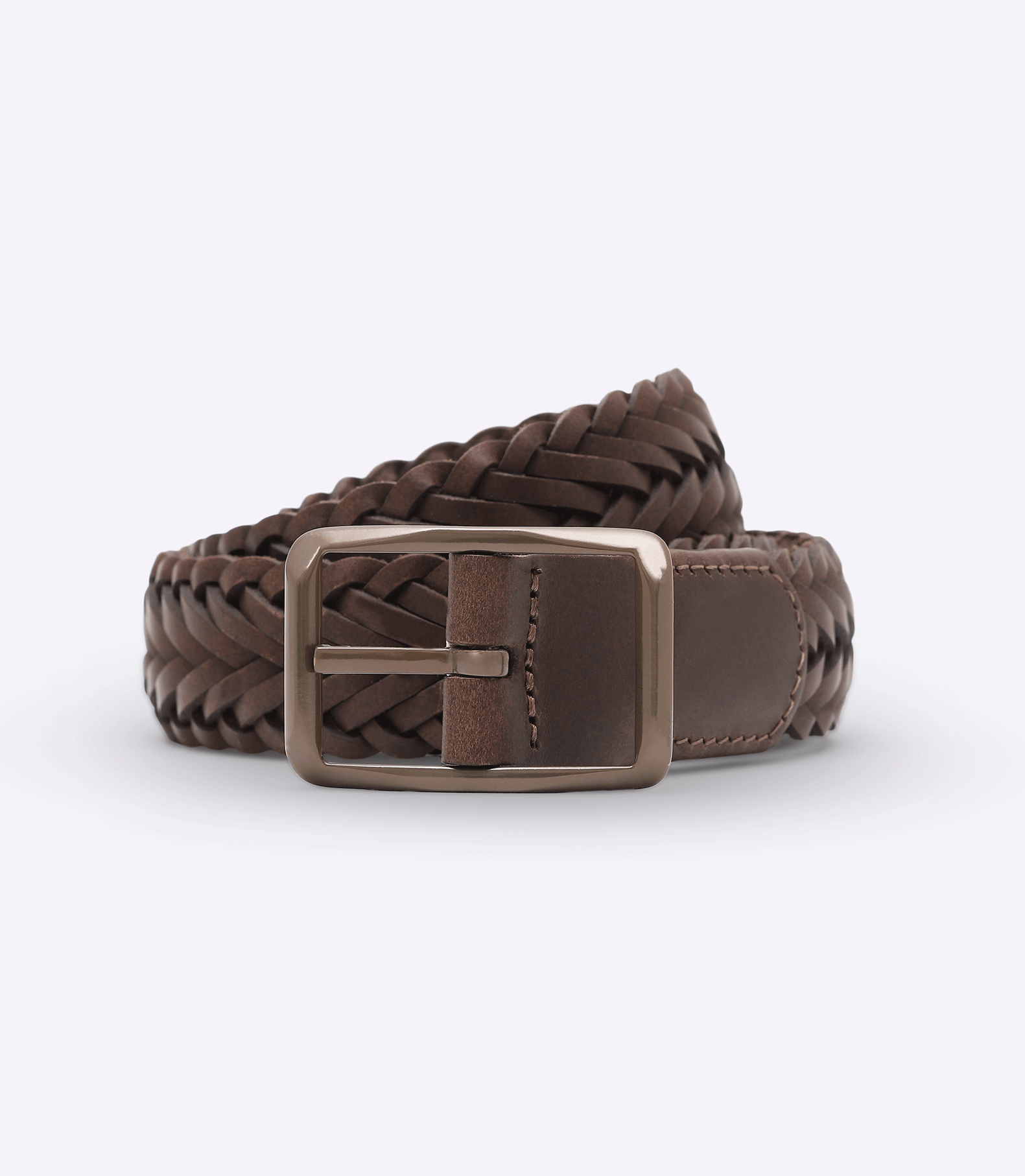 Cinto Masculino Monocromático em Couro Liso Marrom