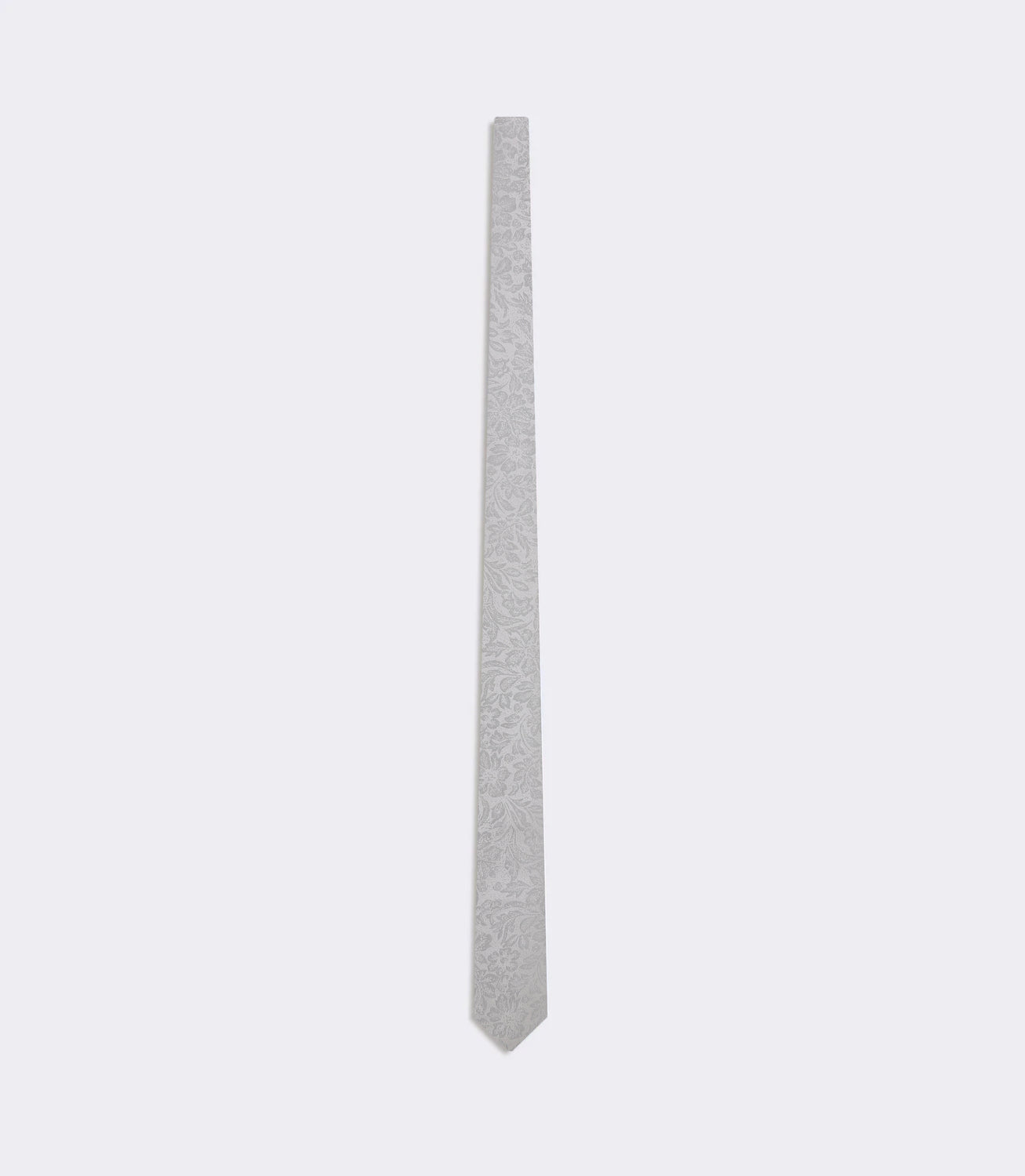 Gravata Slim Masculina em Seda Jacquard Folhagens Prata – slide 3