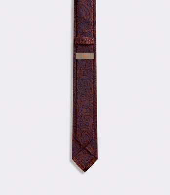 Gravata Jacquard Paisley Marrom thumbnail 2