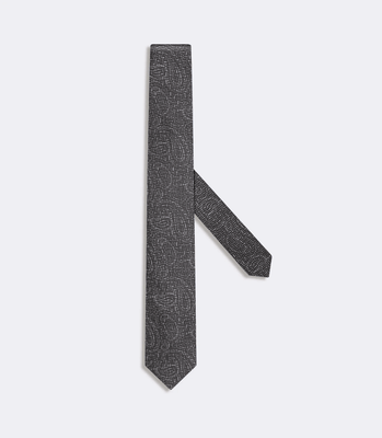 Gravata Jacquard Paisley Cinza thumbnail 1