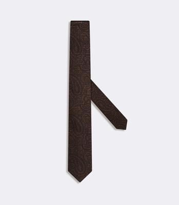 Gravata Jacquard Paisley Marrom thumbnail 1