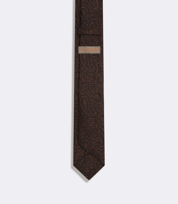 Gravata Jacquard Paisley Marrom thumbnail 2