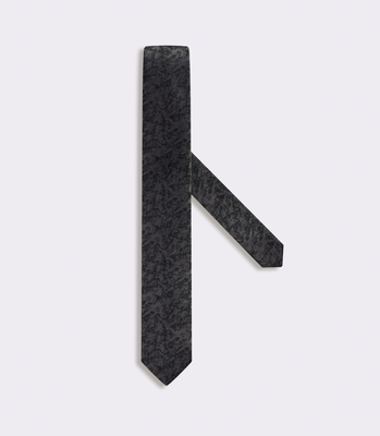 Gravata Jacquard Cetim de Seda Preto thumbnail 1