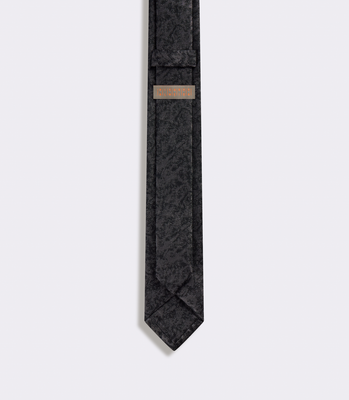 Gravata Jacquard Cetim de Seda Preto thumbnail 2