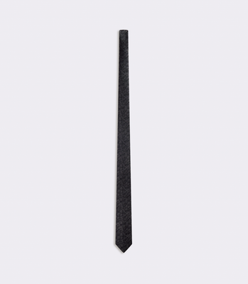 Gravata Jacquard Cetim de Seda Preto thumbnail 3