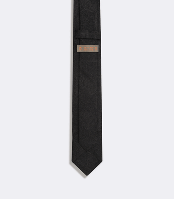 Gravata Jacquard Cetim de Seda Preto thumbnail 2