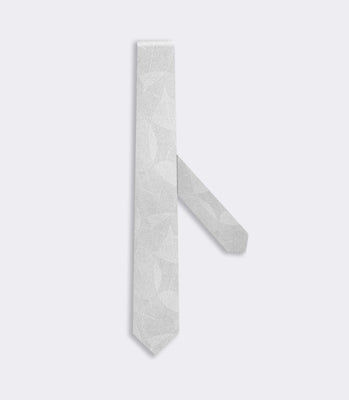Gravata Jacquard Cetim de Seda Off White thumbnail 1