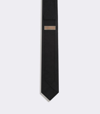 Gravata Jacquard Cetim de Seda Preto thumbnail 2