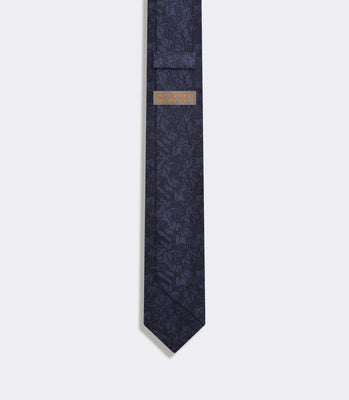 Gravata Jacquard Cetim de Seda Azul thumbnail 2