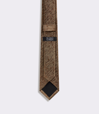Gravata Jacquard Seda Marrom thumbnail 2