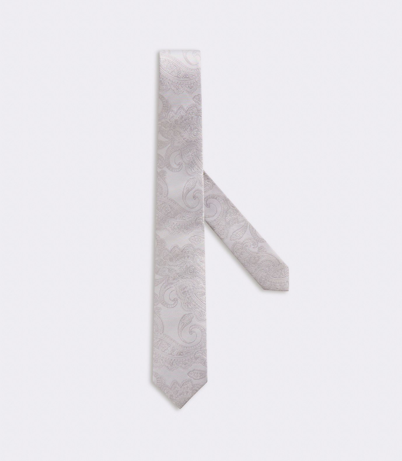Gravata Jacquard Paisley Seda Branco