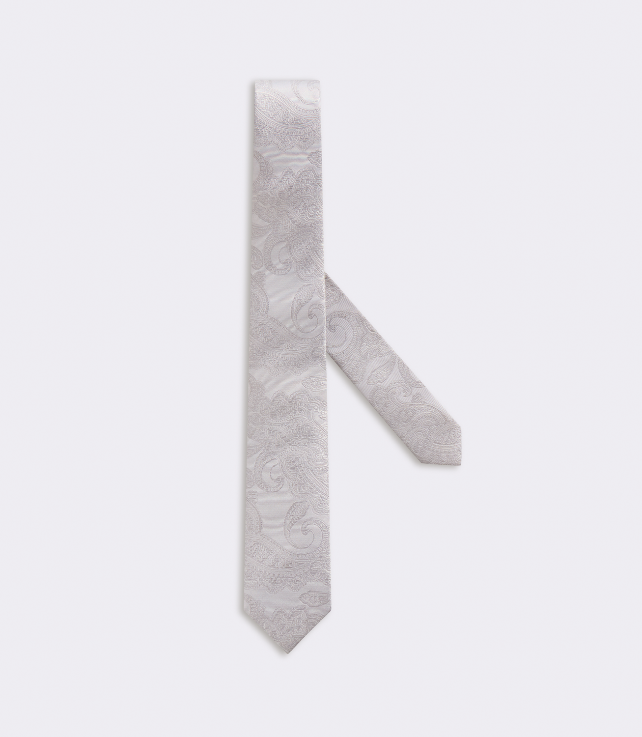 Gravata Jacquard Paisley Seda Branco – slide 1