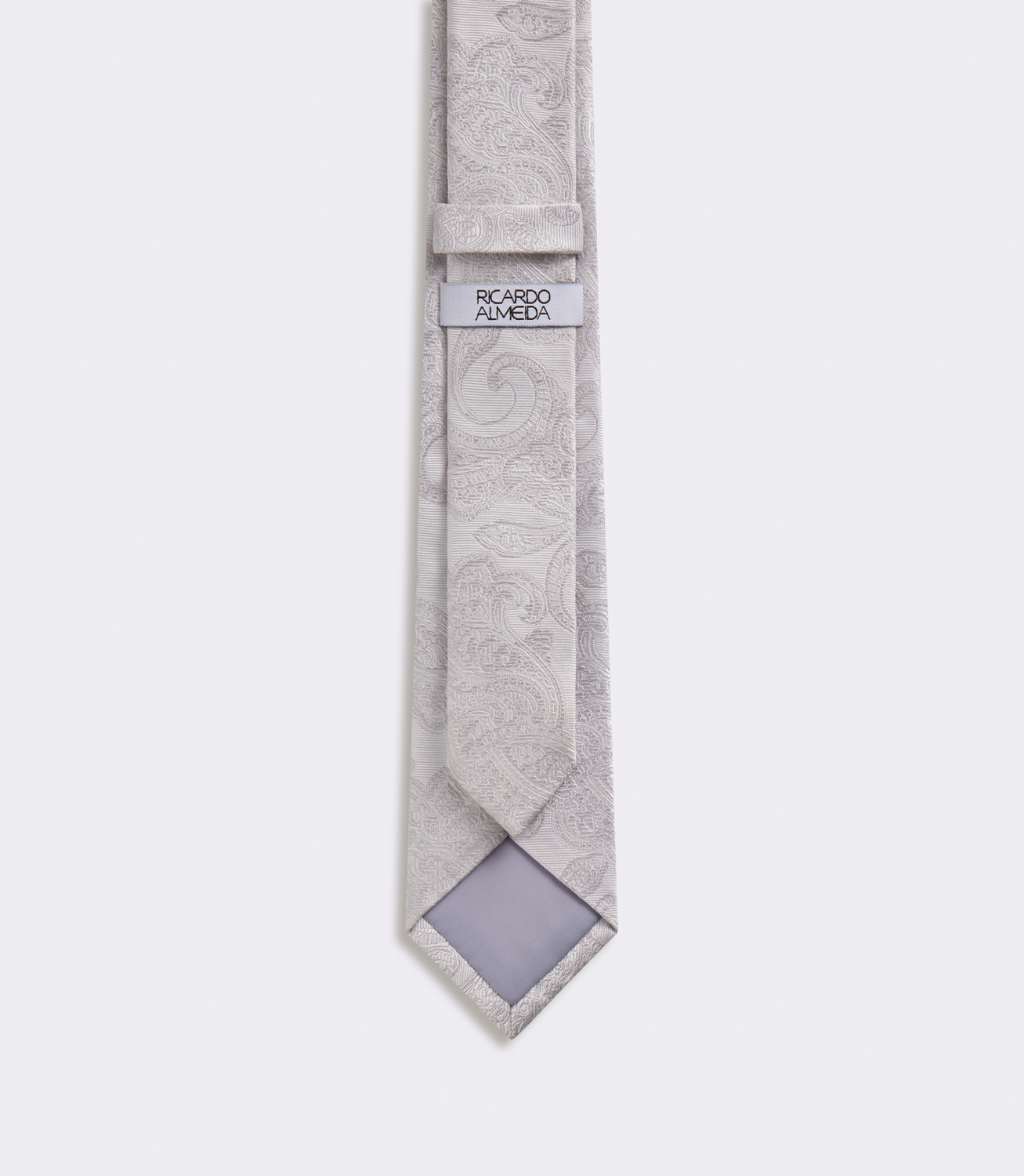 Gravata Jacquard Paisley Seda Branco – slide 2