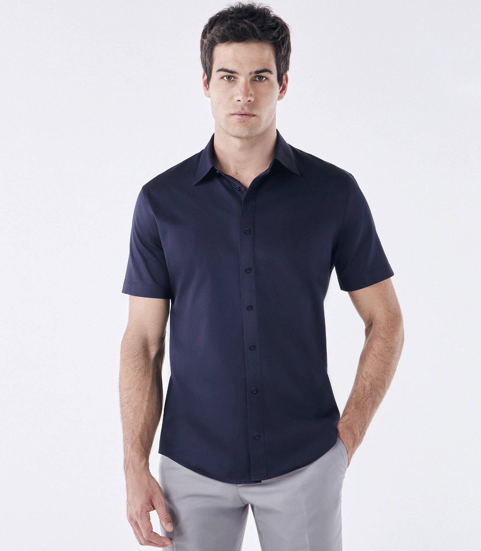 Camisa Social Manga Curta Austin Azul