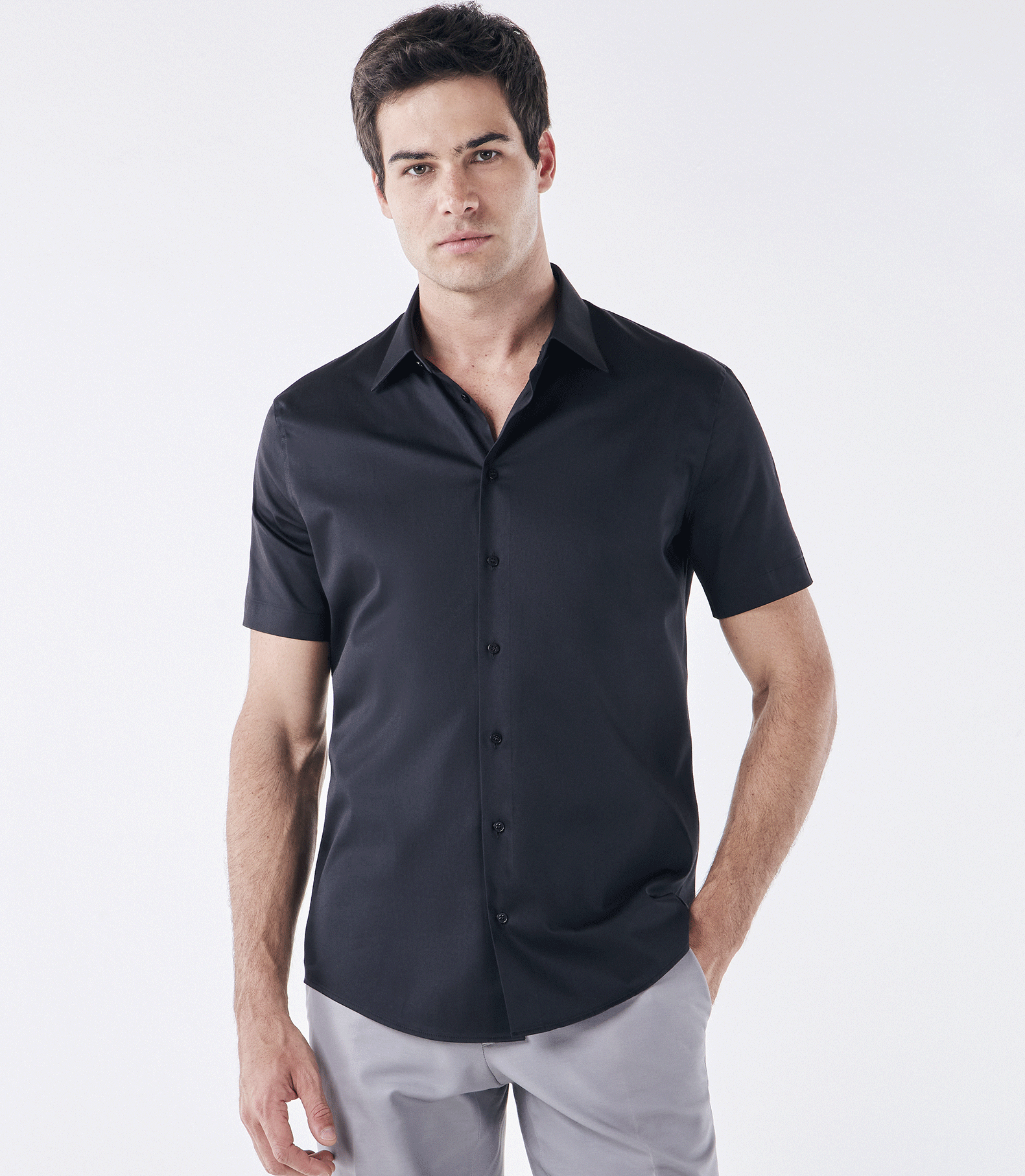 Camisa Social Manga Curta Austin Preto