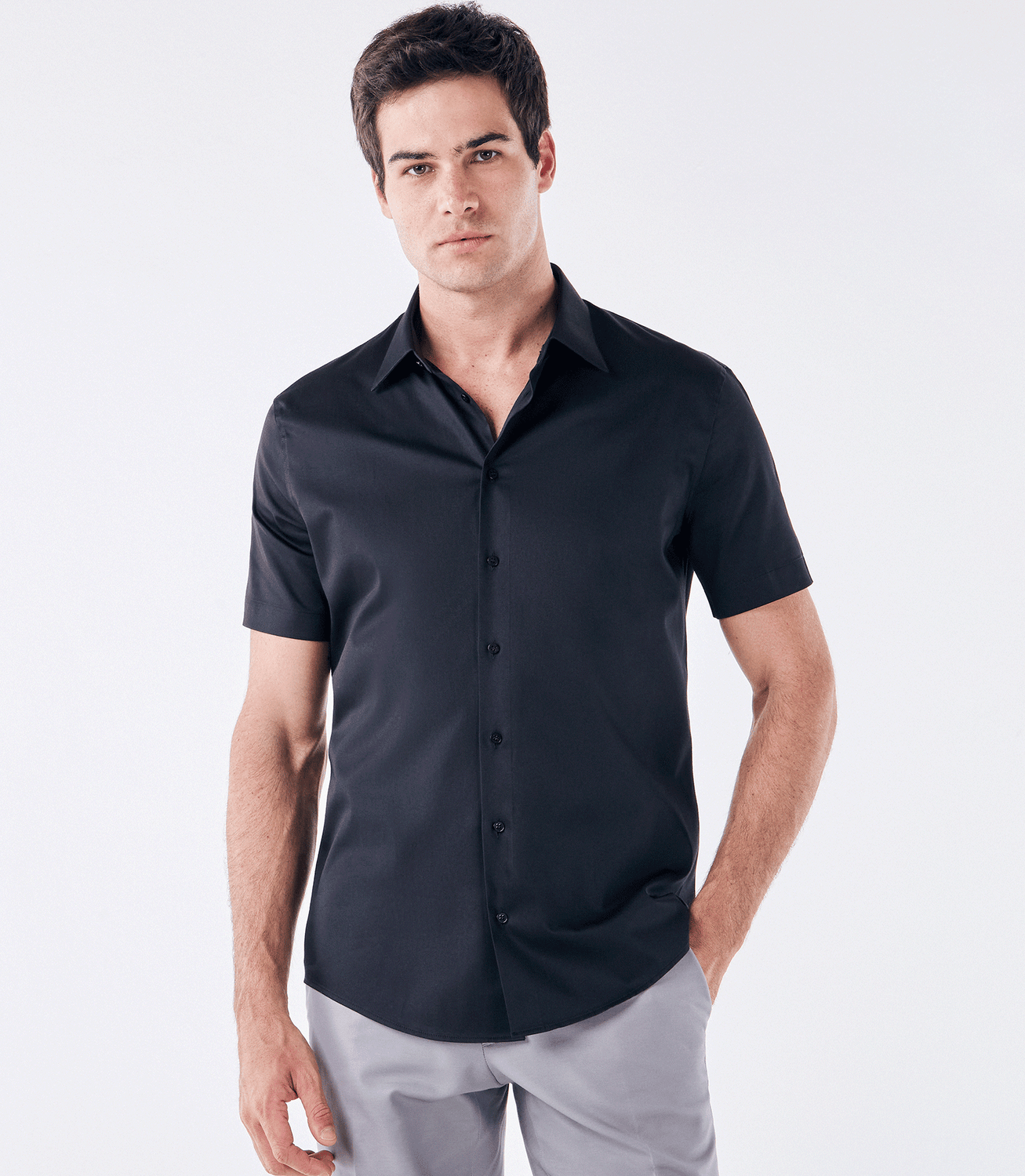 Camisa Social Manga Curta Austin Preto – slide 1