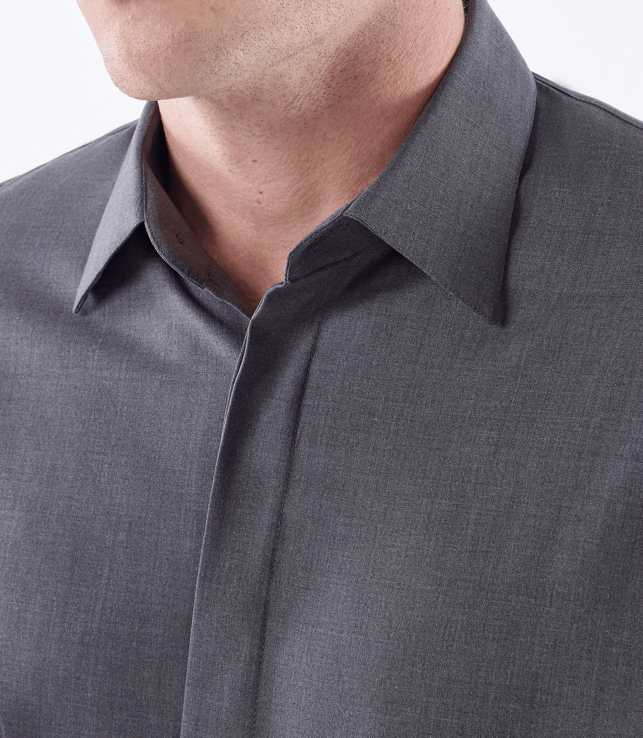 Camisa Social Manga Curta Vista Coberta Lã Cinza – slide 5