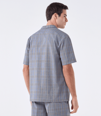 Camisa Box Manga Curta Xadrez Azul thumbnail 3