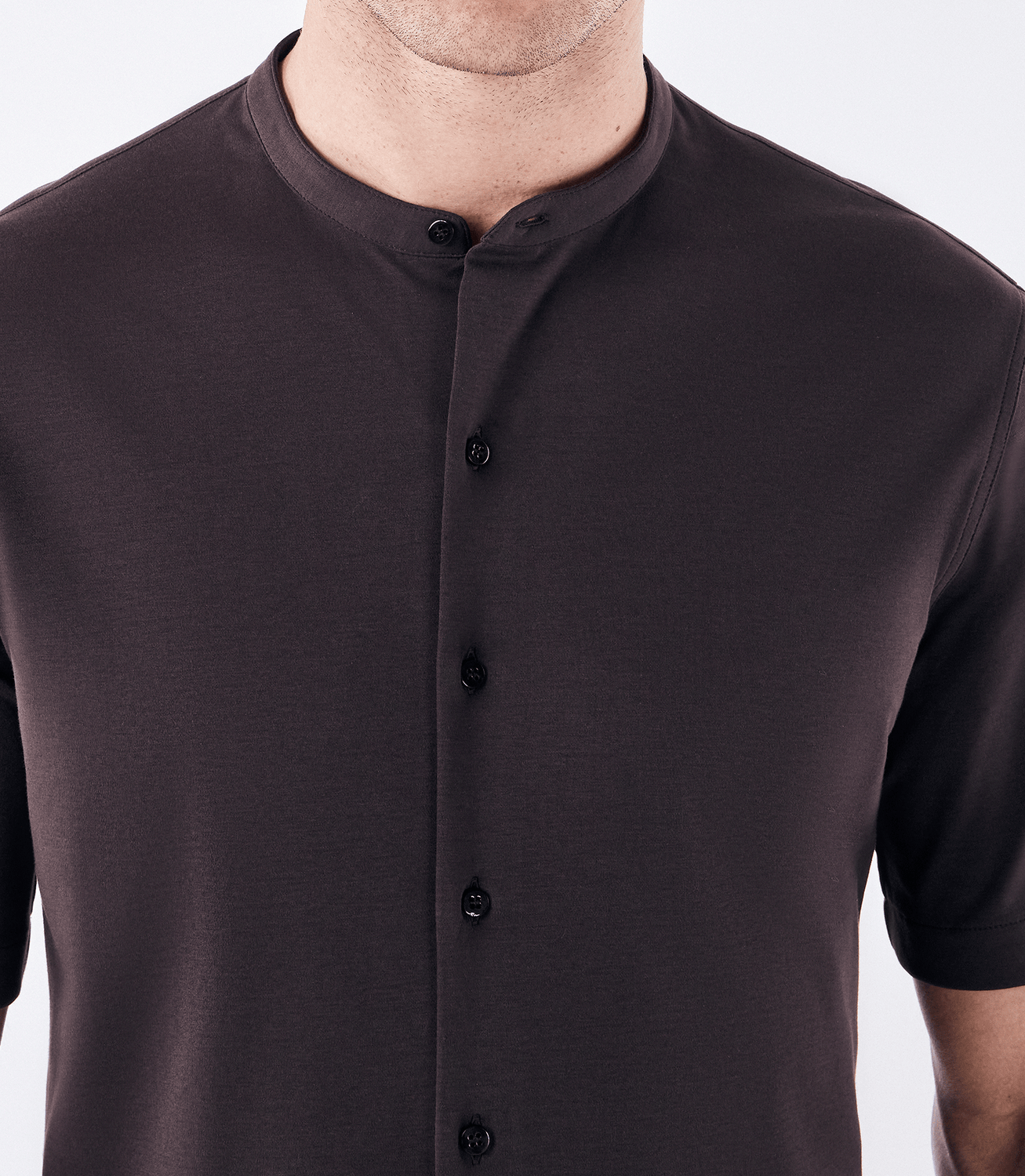 Camisa Manga Curta Gola Mao de Malha Homemeeting Marrom – slide 4