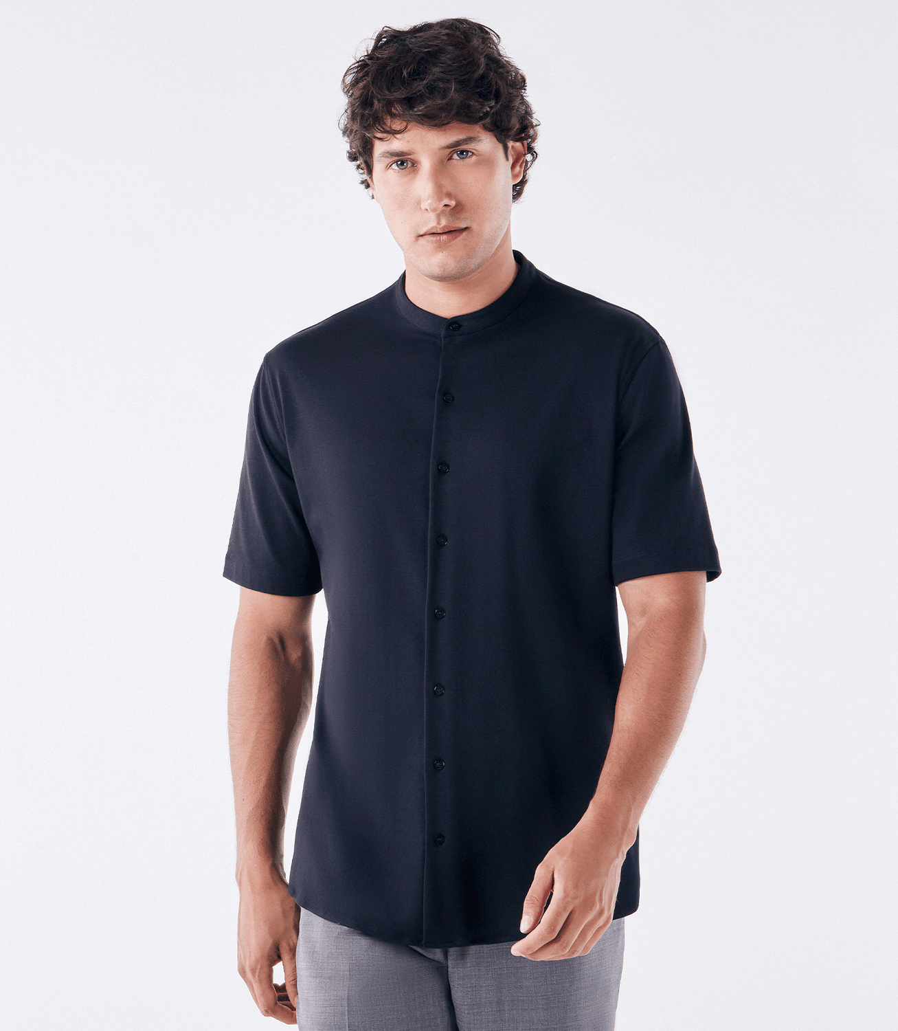 Camisa Manga Curta Gola Mao de Malha Homemeeting Azul – slide 2