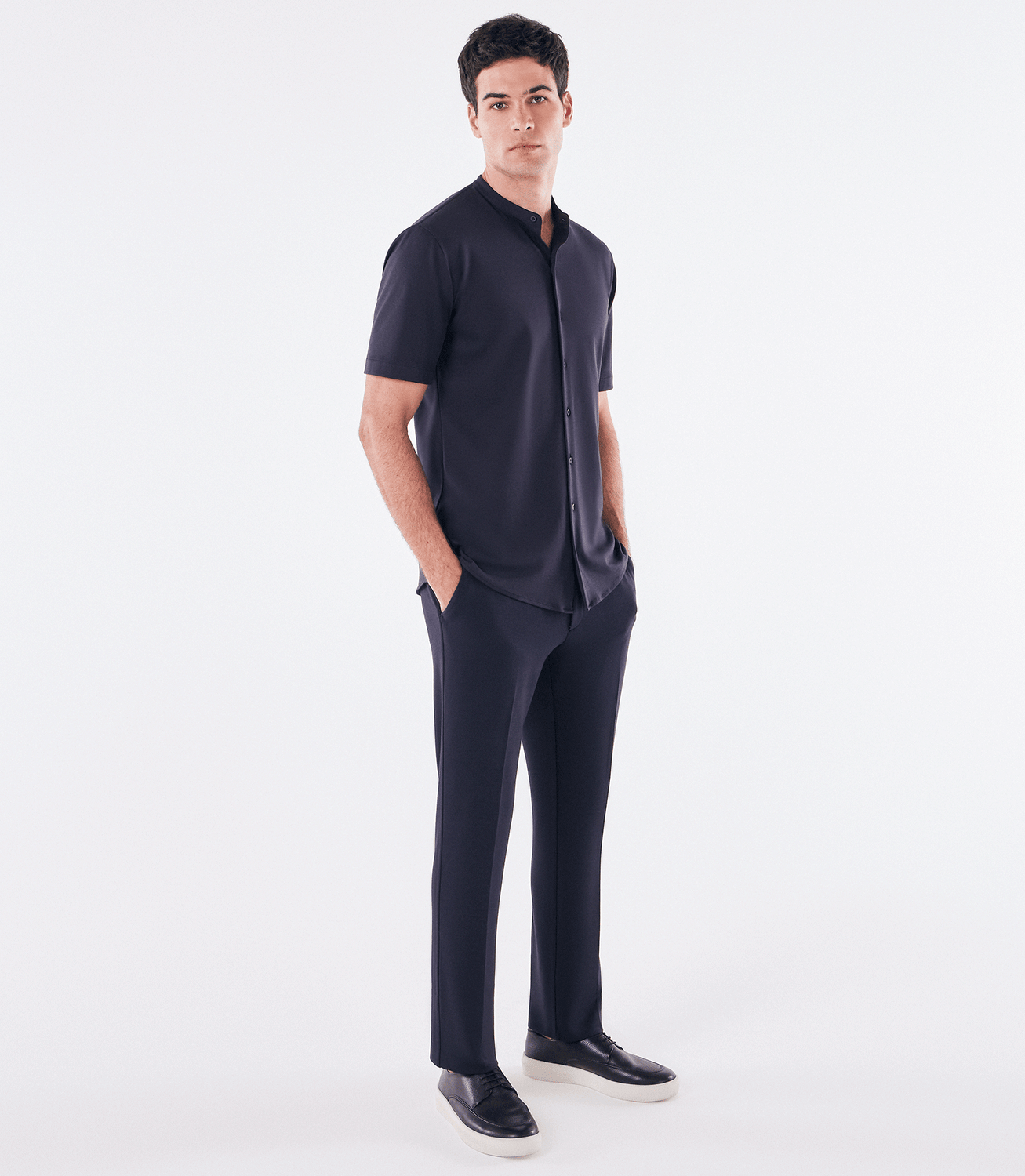 Camisa Manga Curta Gola Mao de Malha Homemeeting Azul – slide 8