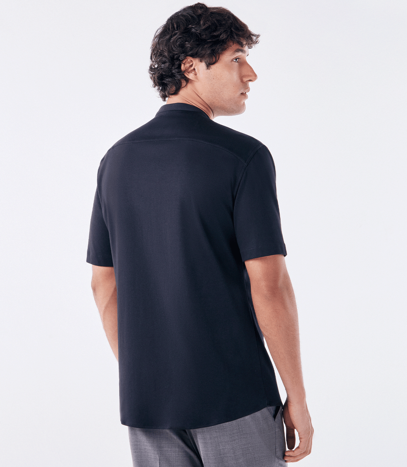 Camisa Manga Curta Gola Mao de Malha Homemeeting Azul – slide 4