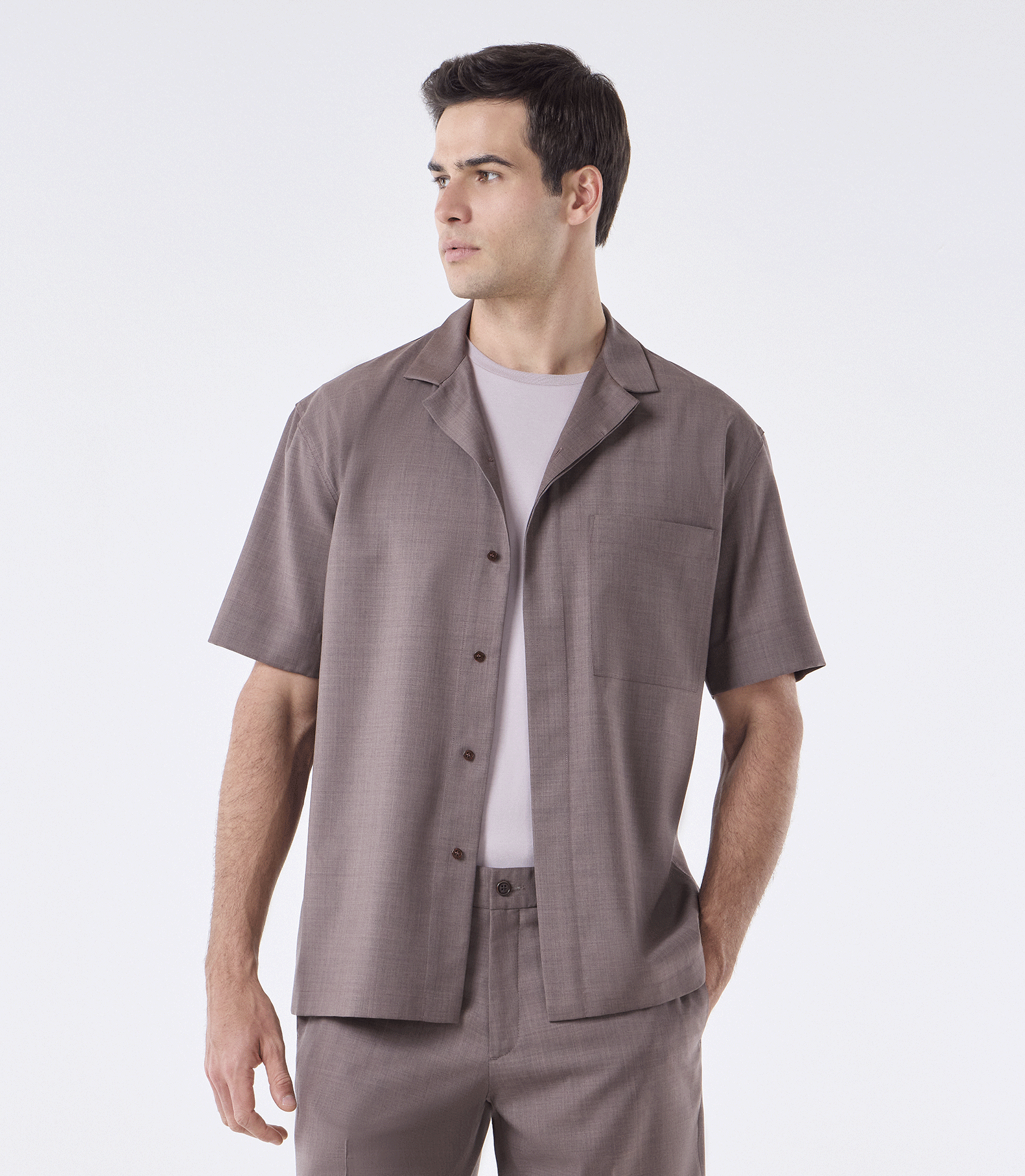 Camisa Box Manga Curta Marrom