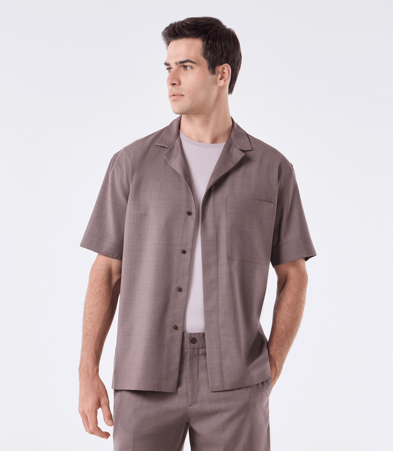 Camisa Box Manga Curta Marrom – slide 1