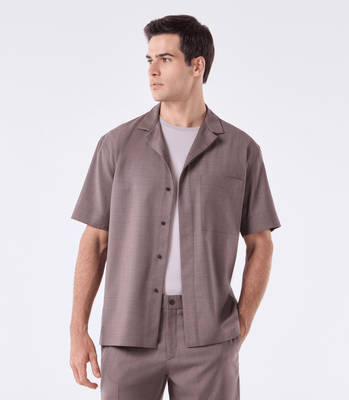 Camisa Box Manga Curta Marrom thumbnail 1