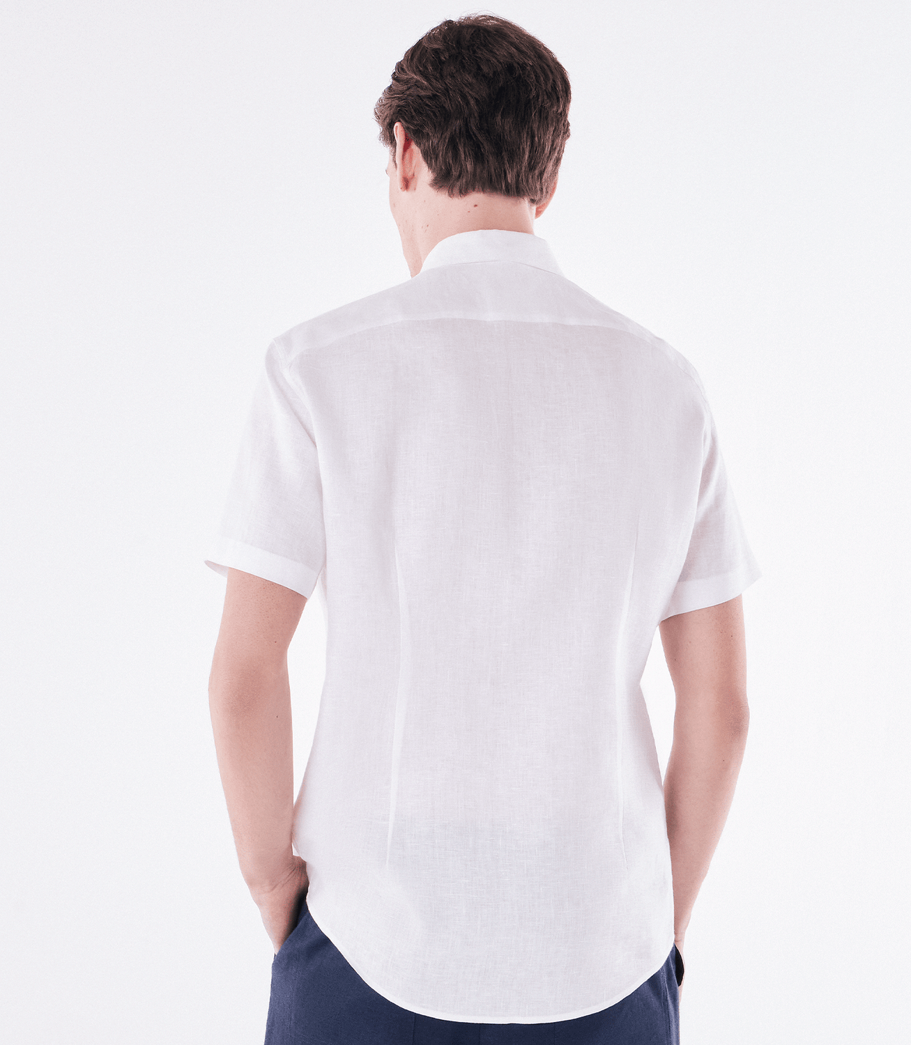 Camisa de Linho Básica Manga Curta Branco – slide 3