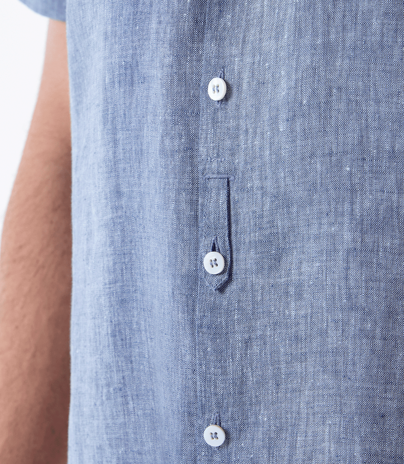 Camisa de Linho Fio Tinto Gola Mao Manga Curta Azul – slide 5