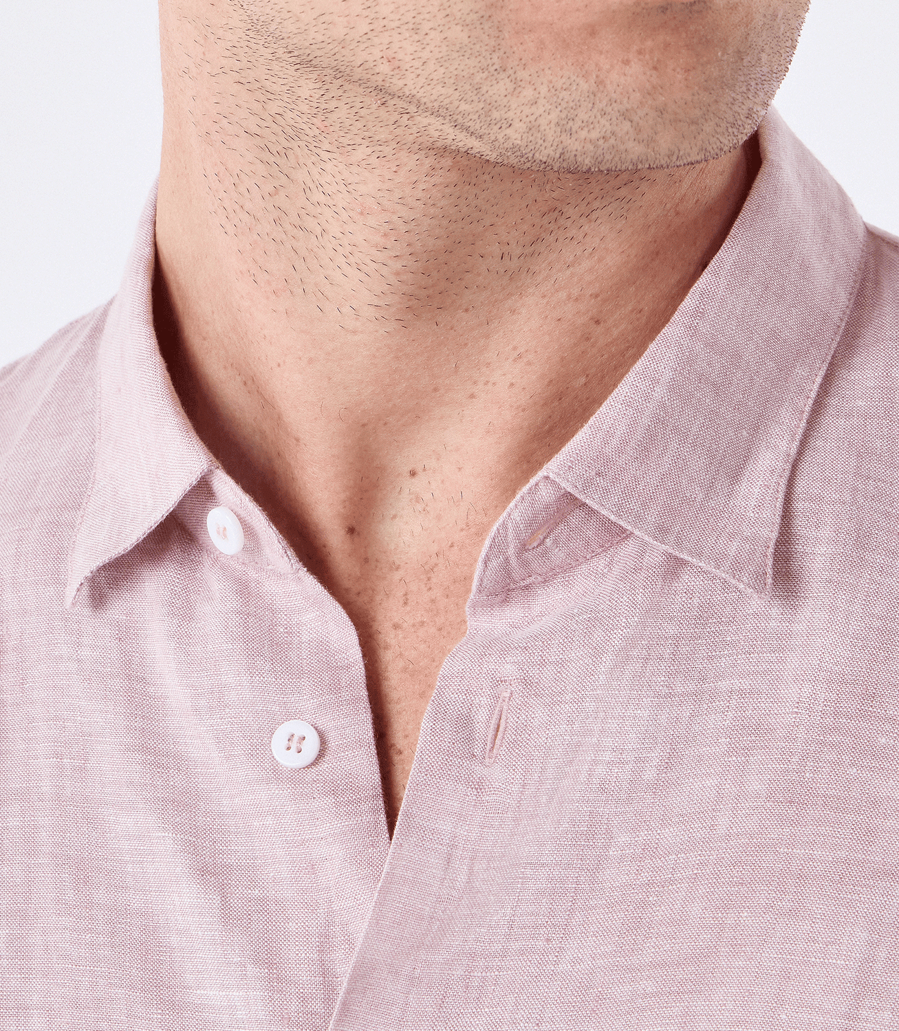 Camisa de Linho Fio Tinto Manga Curta Rosa – slide 4