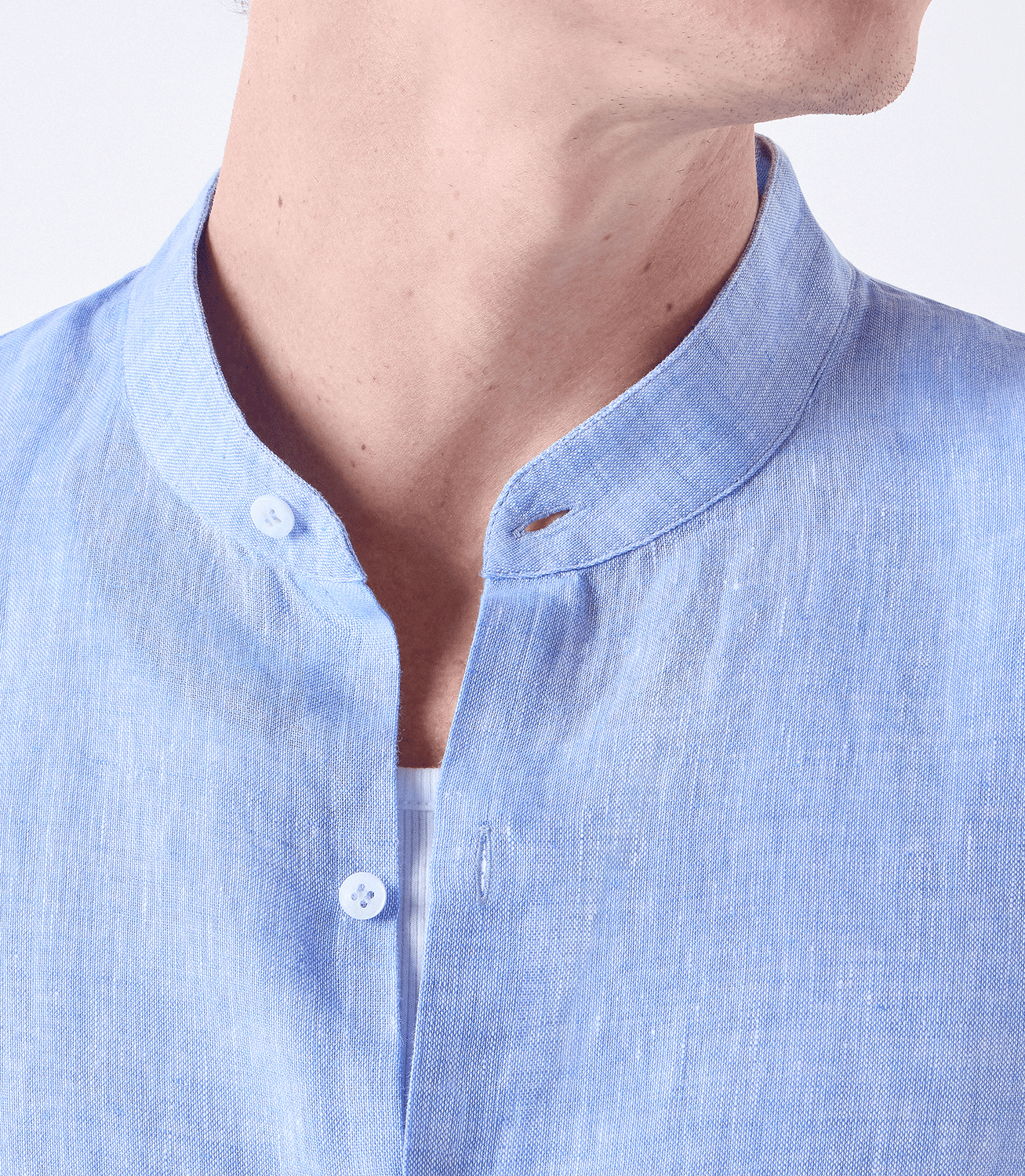 Camisa Linho Gola Mao MC Azul – slide 4