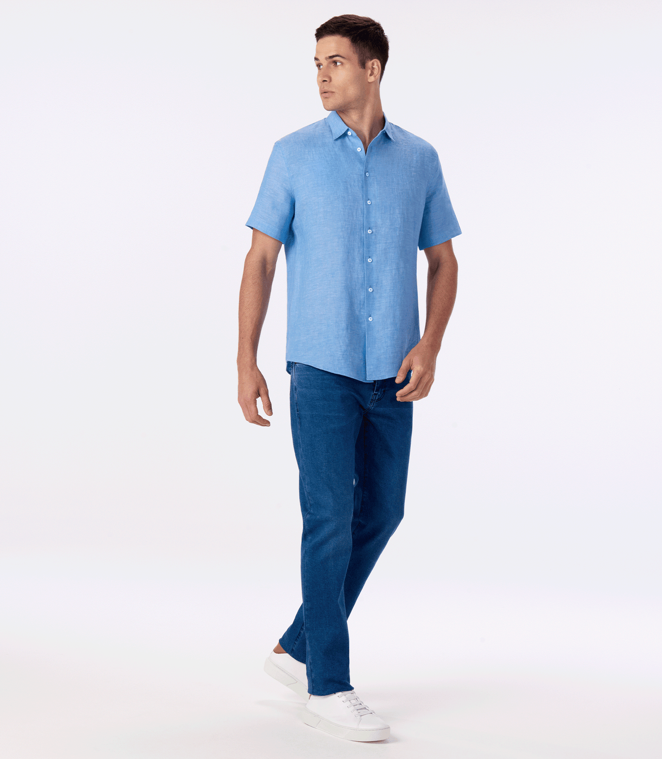 Camisa de Linho Manga Curta Azul – slide 2