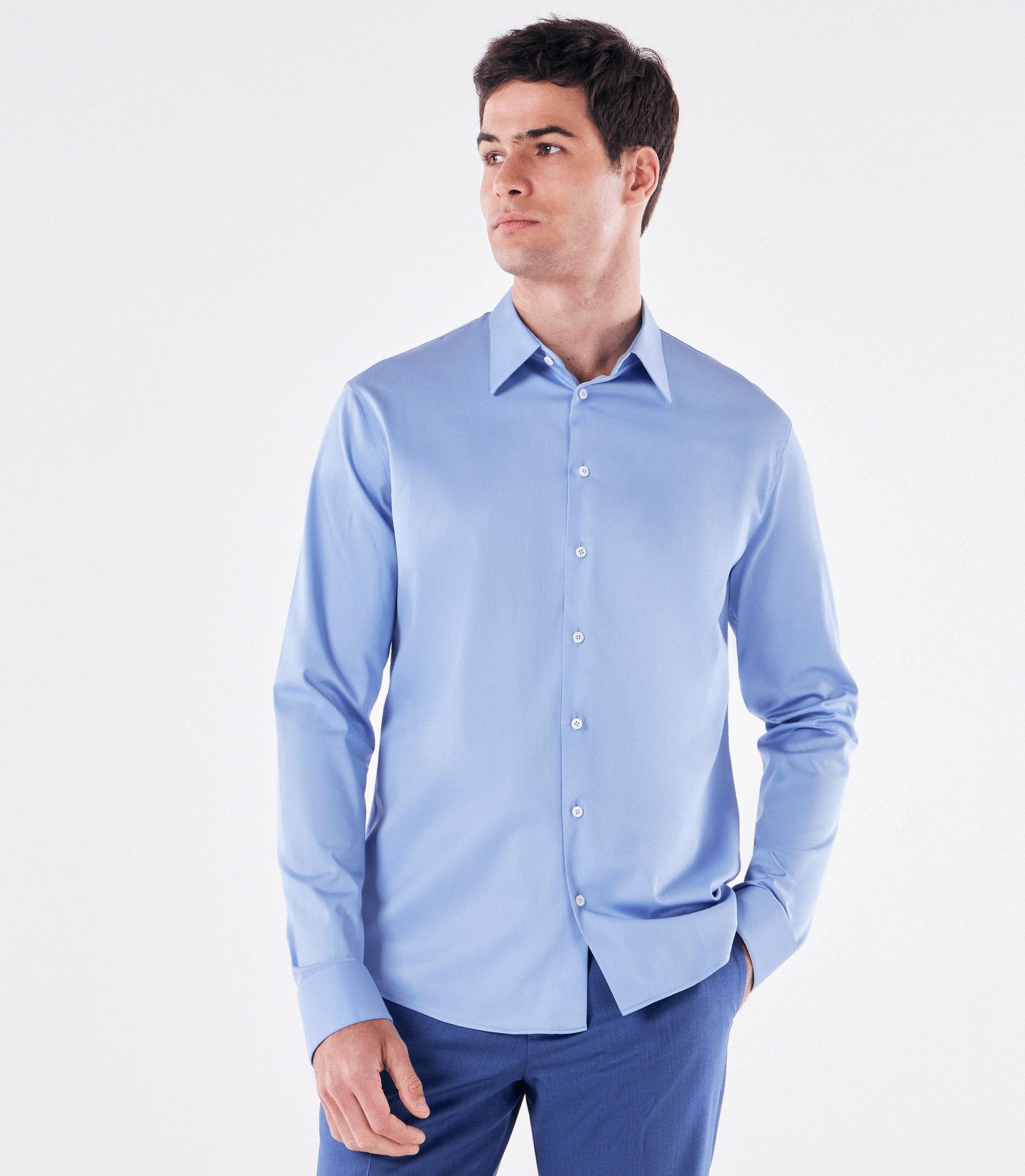 Camisa Social Manga Longa Austin Azul
