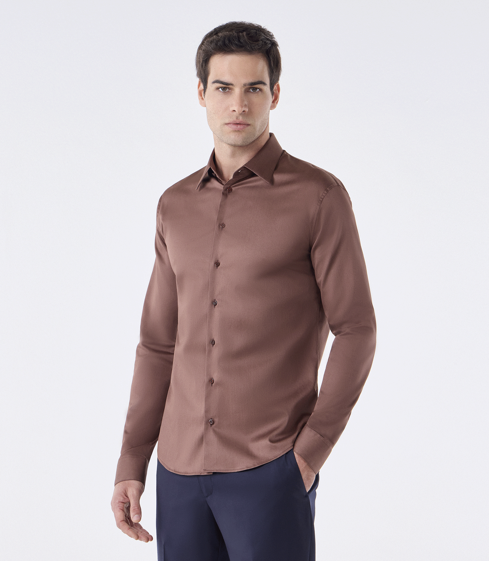 Camisa Social Manga Longa Austin Marrom