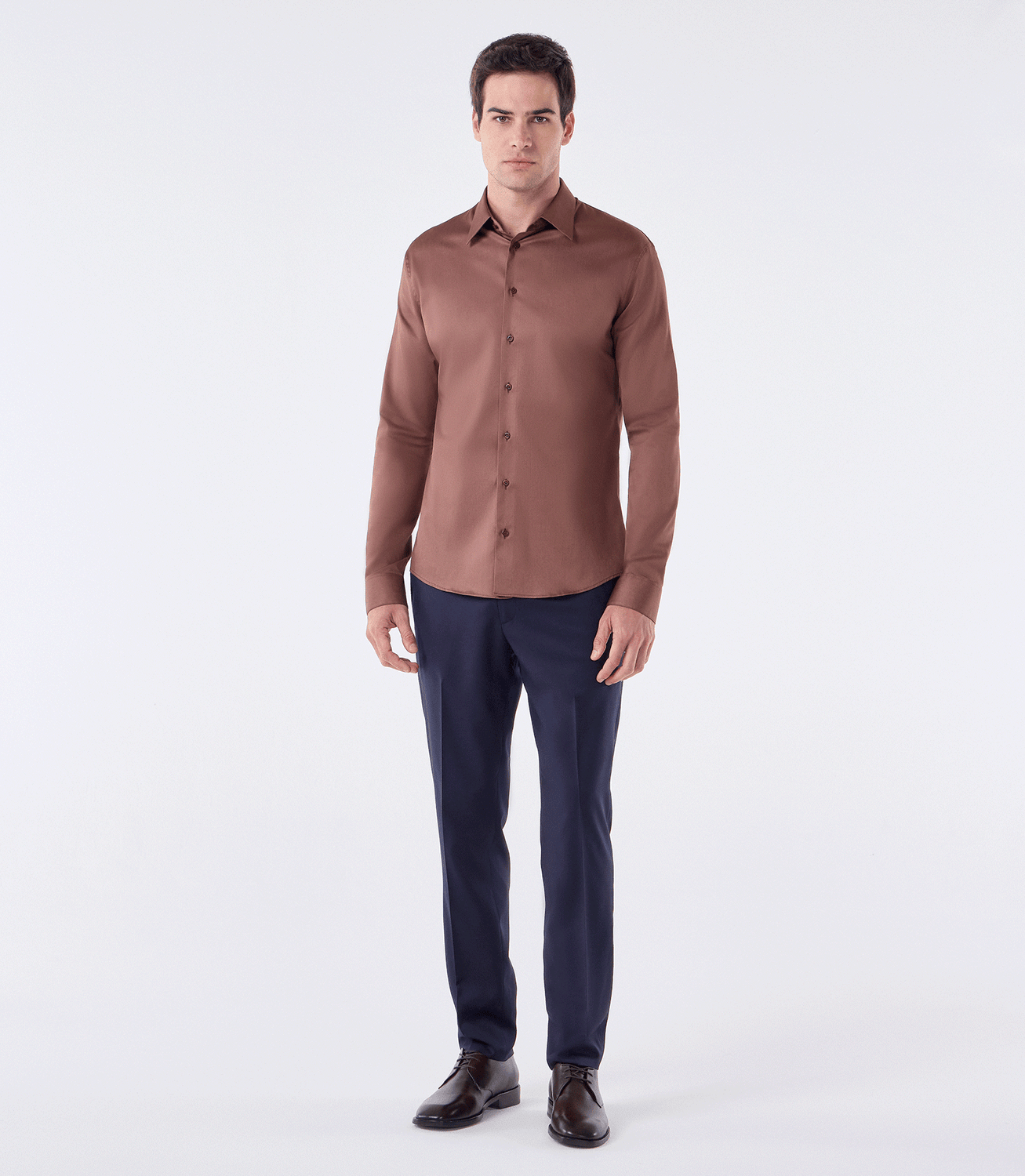 Camisa Social Manga Longa Austin Marrom – slide 2